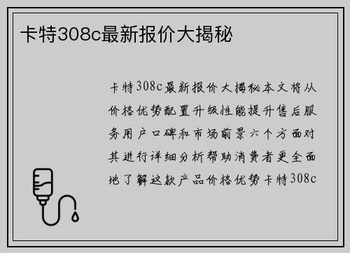 卡特308c最新报价大揭秘